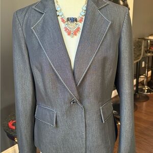 Nine West Charcoal Blazer with White Stitching